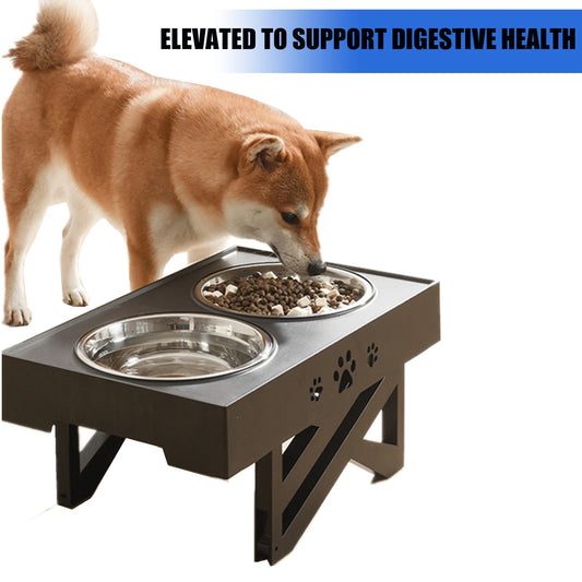 Mesa Elevada para Cães e Gatos - Tigelas Ajustáveis ​​Inoxidáveis 