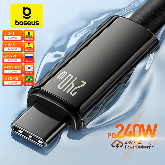 Chargeur rapide pour iPhone, MacBook et Samsung - Baseus Thunder Charge USB-C 240W