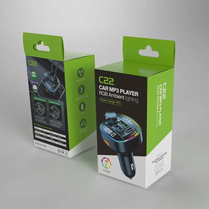 Transmetteur FM Bluetooth 5.0 avec Carregamento Rápido 22.5W 