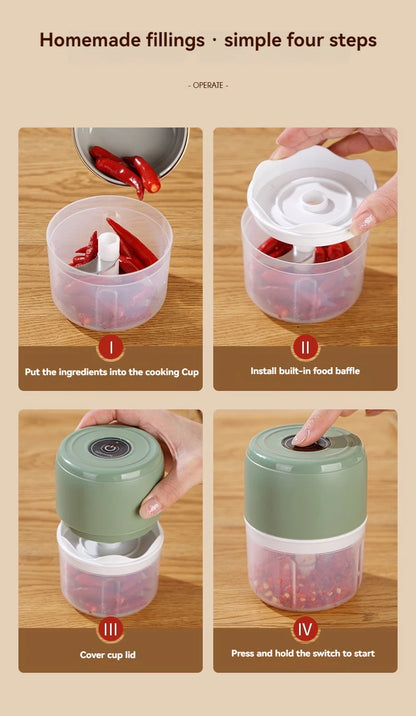Mini Processador Elétrico USB para Alimentos – Compacto, Portátil y Fácil de Usar