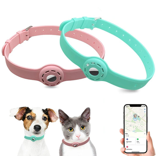 Coleira Ajustável com AirTag para Chats e Cachorros | Rastreamento 