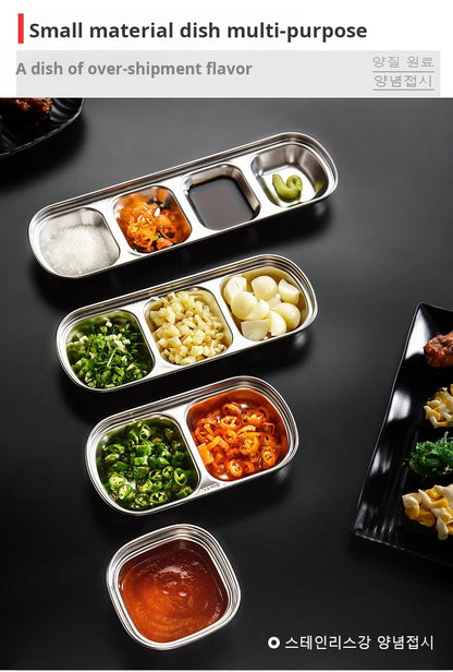 Prato Dividido Inox para Molhos e Temperos - Praticidade