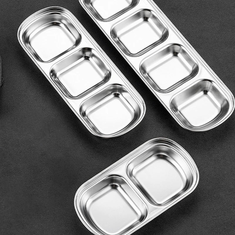 Prato Dividido Inox para Molhos e Temperos - Praticidade