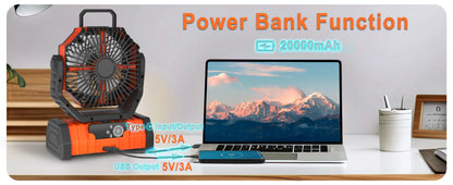 Ventilateur portable USB rechargeable avec batterie 20 000 mAh - GRATUITEMENT