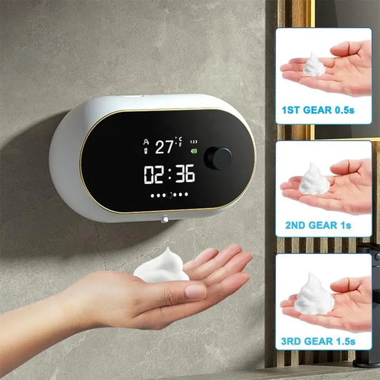 Distributeur automatique de savon avec capteur et affichage de la température - Hygiène sans clé 