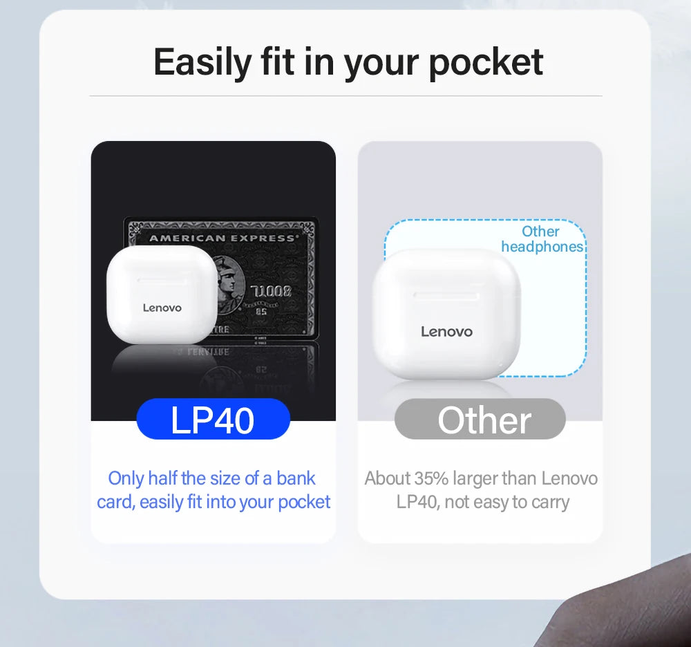 Lenovo LP40 TWS Earphones - Premium Sound Quality, Bluetooth 5.0 and Touch Control - Free Shipping