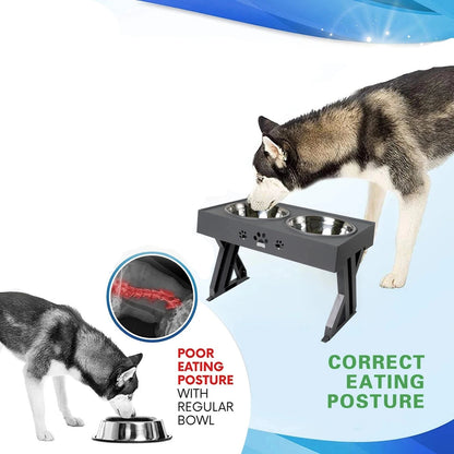 Mesa elevada para perros y gatos - Comederos de acero inoxidable ajustables 