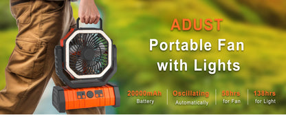 Ventilateur portable USB rechargeable avec batterie 20 000 mAh - GRATUITEMENT