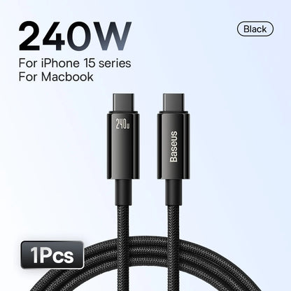 Chargeur rapide pour iPhone, MacBook et Samsung - Baseus Thunder Charge USB-C 240W