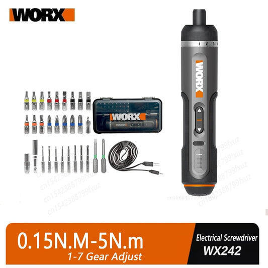 Chave de Fenda Inteligente WORX WX242 - Ferramenta Recarregável com Luz LED e Kit Completo