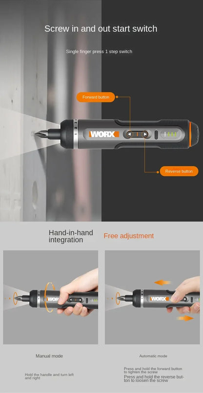 Chave de Fenda Inteligente WORX WX242 - Ferramenta Recarregável avec Luz LED et Kit Complet