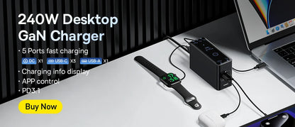 Chargeur rapide pour iPhone, MacBook et Samsung - Baseus Thunder Charge USB-C 240W