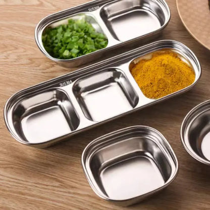 Prato Dividido Inox para Molhos e Temperos - Praticidade