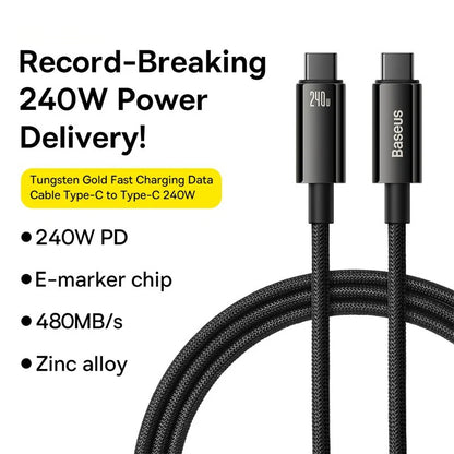 Chargeur rapide pour iPhone, MacBook et Samsung - Baseus Thunder Charge USB-C 240W