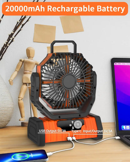 Ventilateur portable USB rechargeable avec batterie 20 000 mAh - GRATUITEMENT