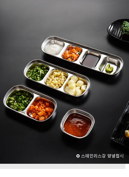 Prato Dividido Inox para Molhos e Temperos - Praticidade