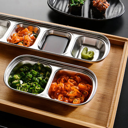 Prato Dividido Inox para Molhos e Temperos - Praticidade