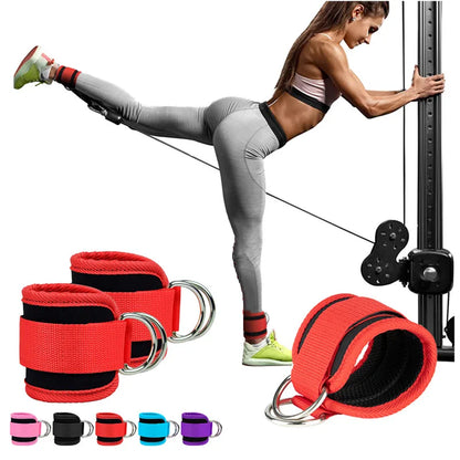 GymMax Pro - Tiras de Tornozelo Acolchoadas para Treino de Pernas e Gluteos com D-Ring Duplo