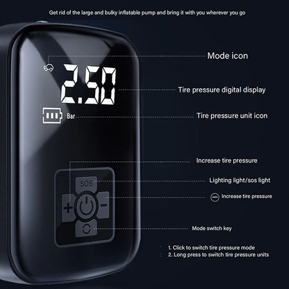 Bombe d'automobile portable avec affichage numérique et LED - InflatorXpress Pro 