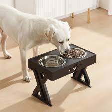 Mesa elevada para perros y gatos - Comederos de acero inoxidable ajustables 